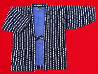 本場久留米絣木綿使用のこだわりの高級綿入りはんてん・モダン縞ブロック